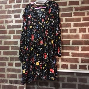 Pleated floral shirtdress